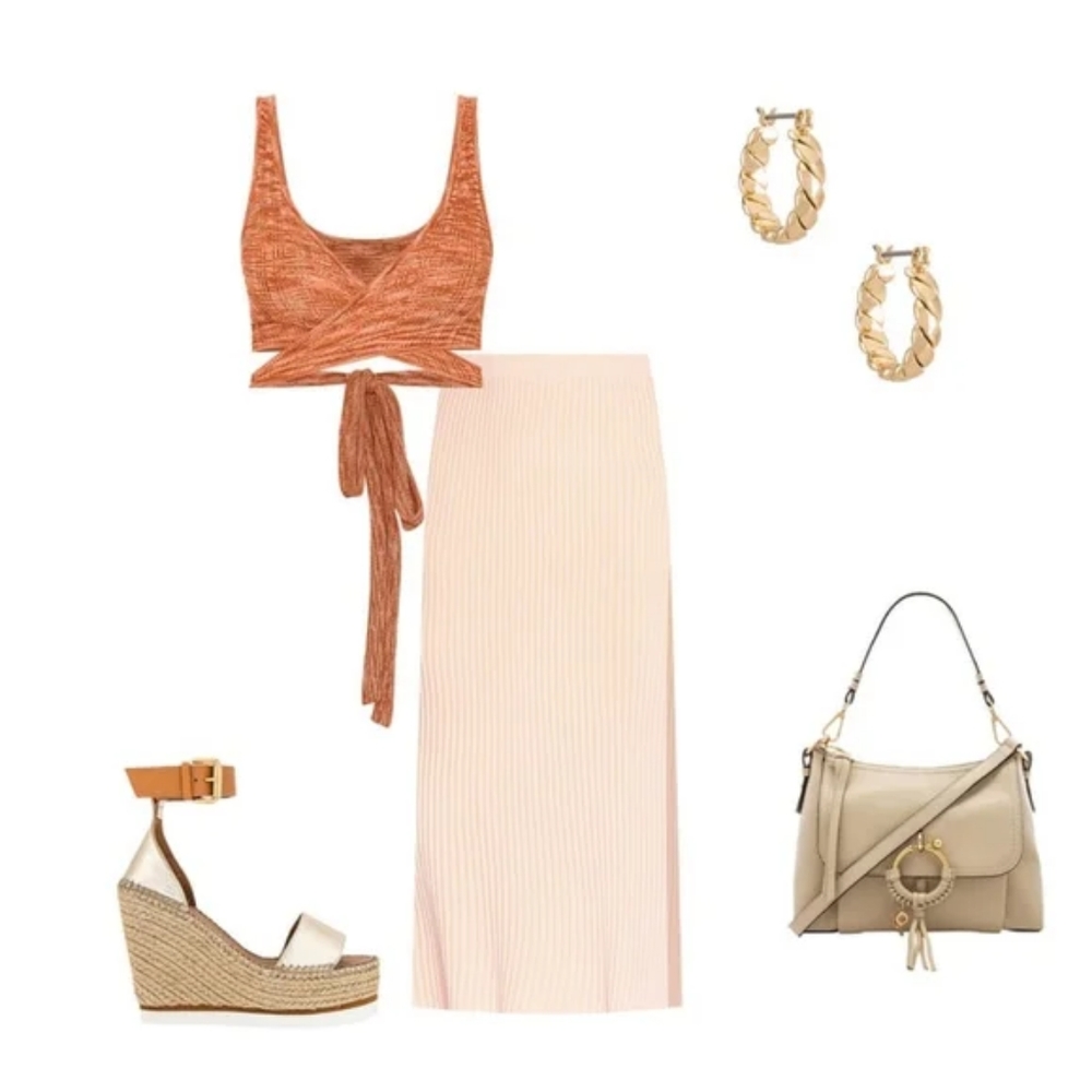 L*Space Zephyr Crop Bra Top Midi Slit Skirt - Picture 7 of 15